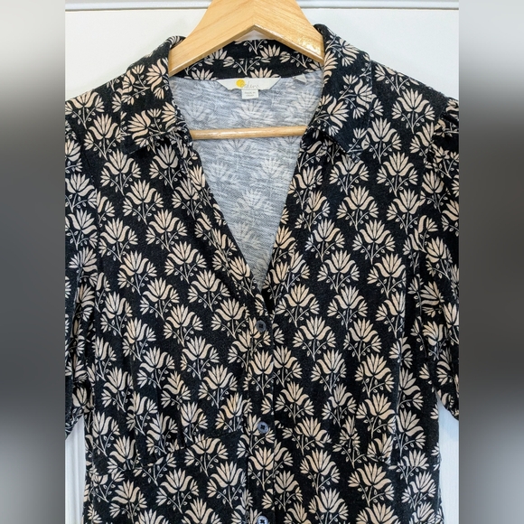 Boden Button Jersey Mini Tea Dress Beige/ Black Pockets Size 8R - Picture 3 of 13